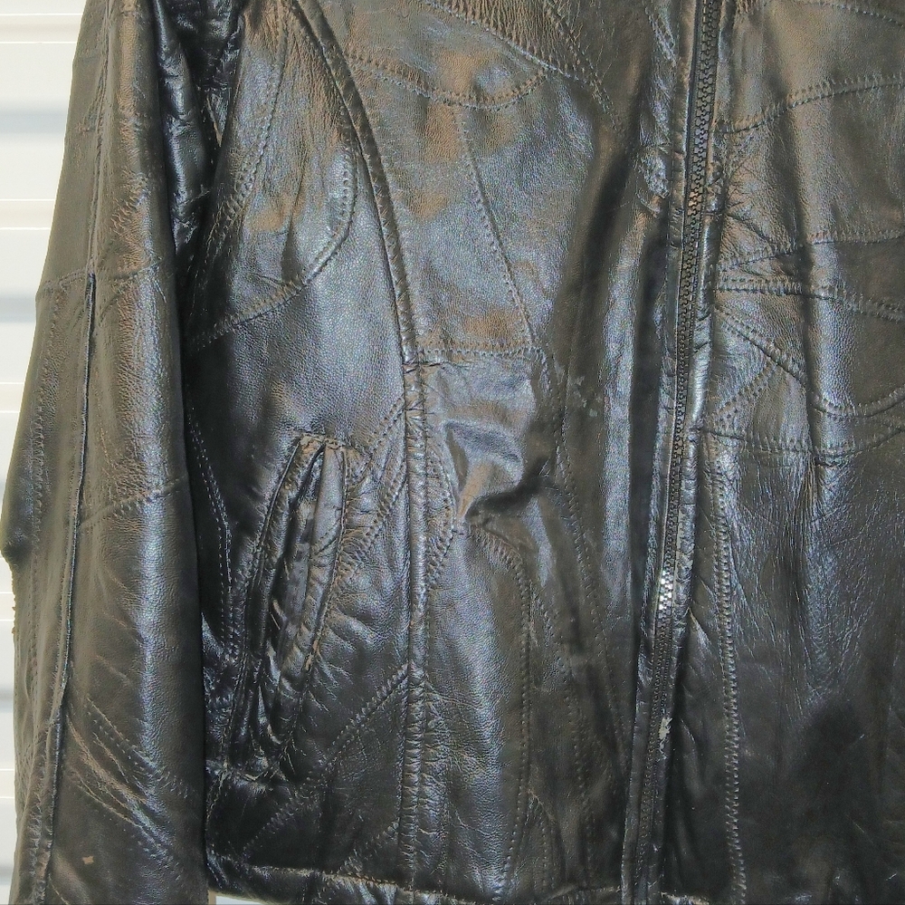 Womens Leather Works Black Leather Jacket Size MED - Picture 4 of 5